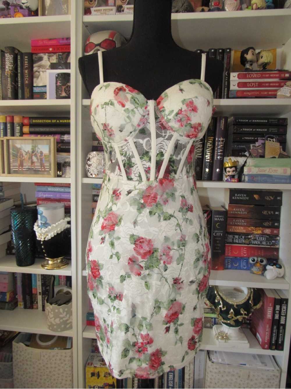 Windsor White Mini Dress with Pink & Green Floral Print - Picture 2 of 6